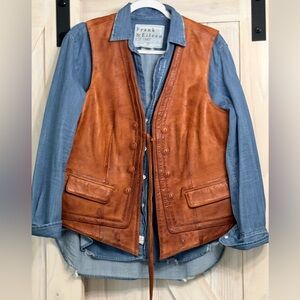 NWT Rare Collectible Lorena Buttery Cognac Sheep Leather Vest XL Artisan Details